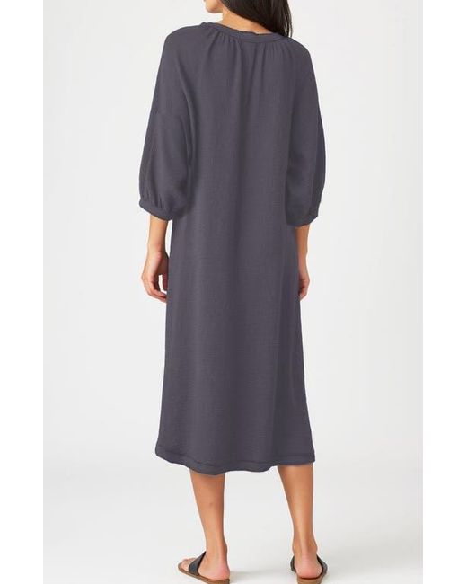 ocean + main Gray Gauze Dress With Pockets
