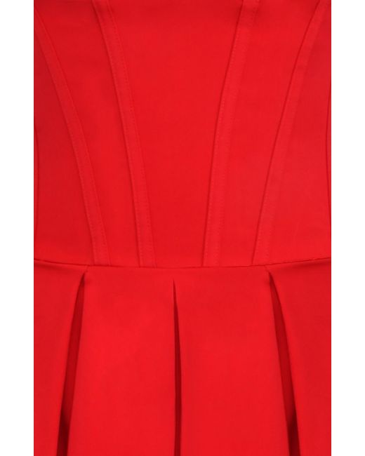 House Of Cb Red Lady Strapless Midi Dress