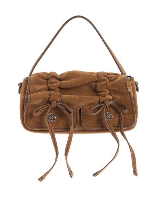 Acne Brown Micro Multipocket Suede Crossbody Bag
