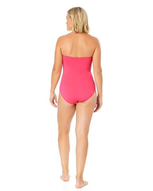 Anne Cole Pink Twist Front Shirred One Piece Swimsuit