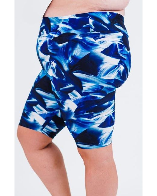 Calypsa Blue Plus Size Long Bike Swim Shorts