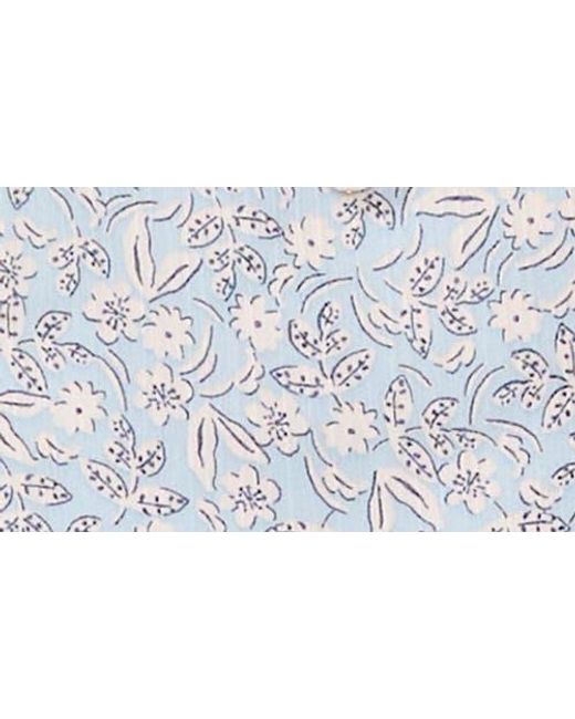 Cece Blue Floral Flutter Sleeve Yoryu Top
