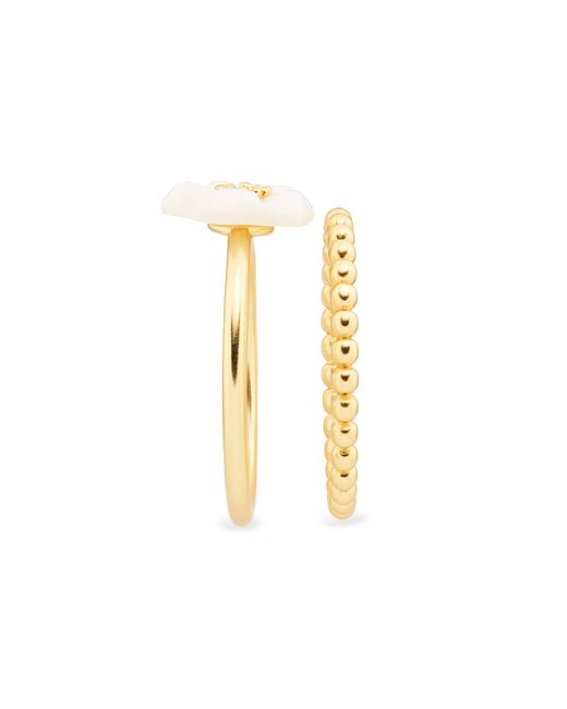 Madewell Metallic Set Of 2 Mother-of-pearl Floral Stacking Rings