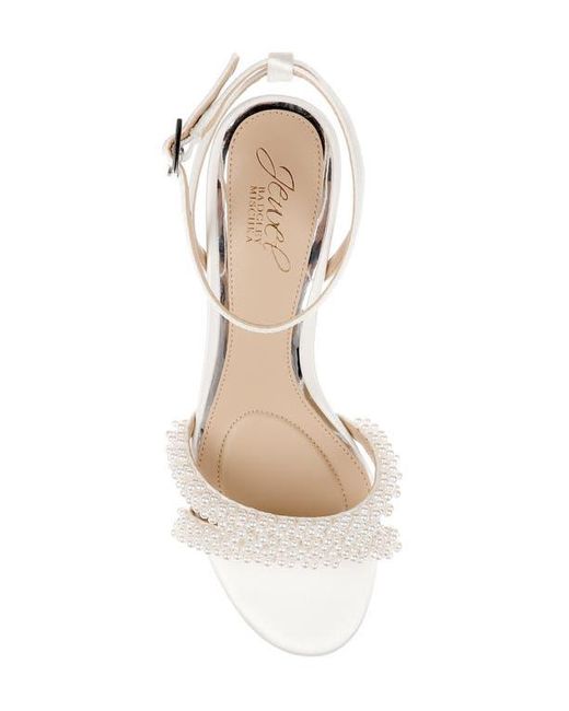 Badgley Mischka White Ninnette Embellished Ankle Strap Sandal