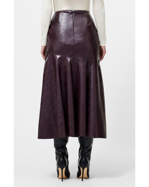 French Connection Red Kayleigh Pleated Faux Leather Midi Skirt