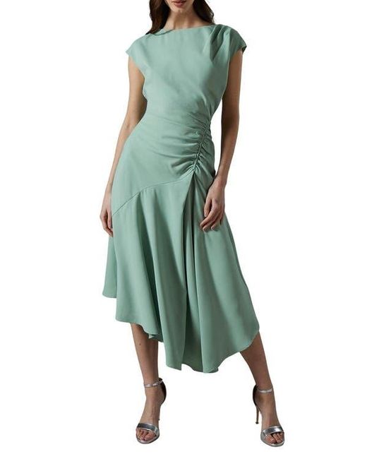 Coast Green Drape Side Cap Sleeve Midi Dress