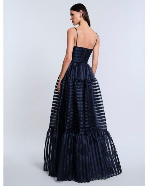 BCBGMAXAZRIA Blue Stripe Organza Gown