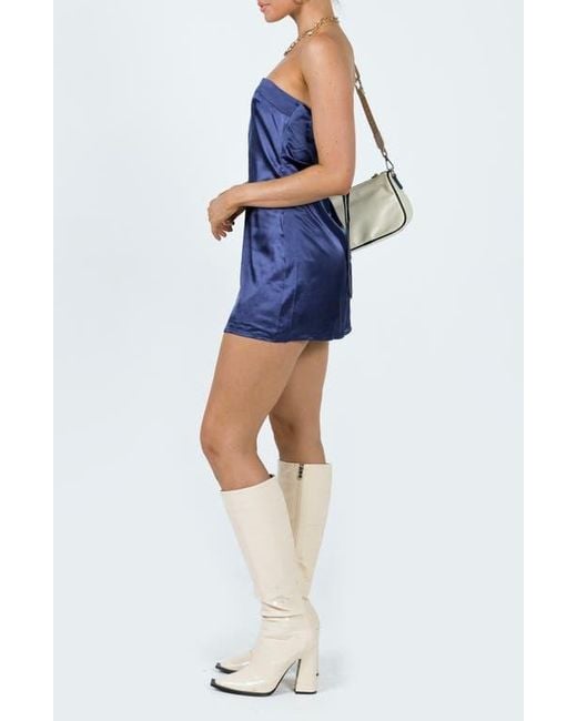 Princess Polly Blue Shaya Bow Back Strapless Satin Minidress