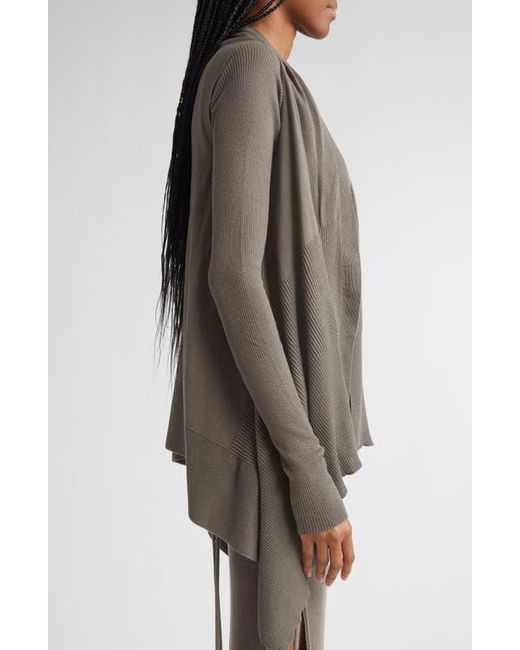 Rick Owens Brown Open Front Virgin Wool Cardigan