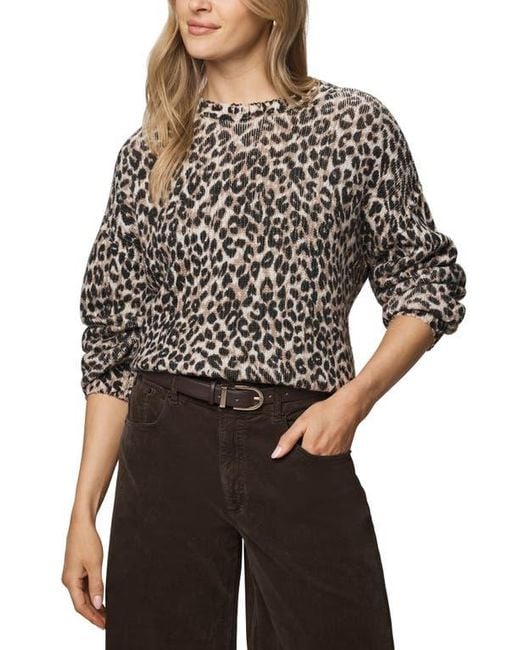 Splendid Black Delaney Leopard Print Crewneck Sweater