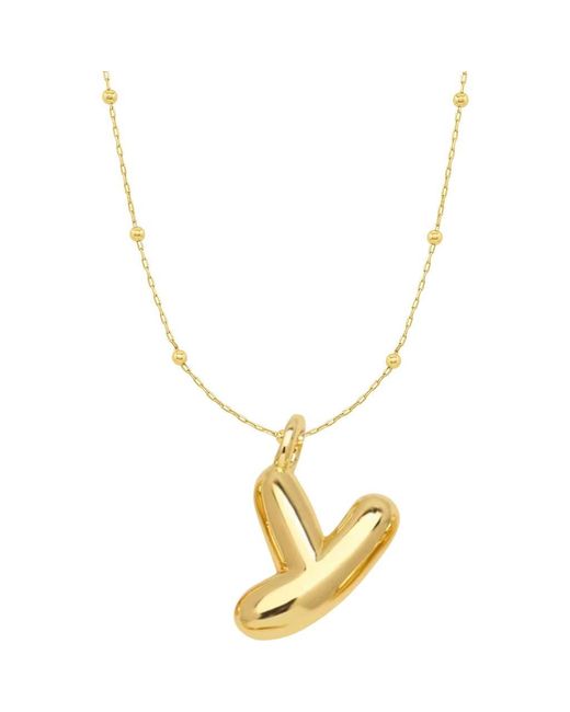 Emma Rae Metallic 14K Plated Bubble Initial Pendant Necklace