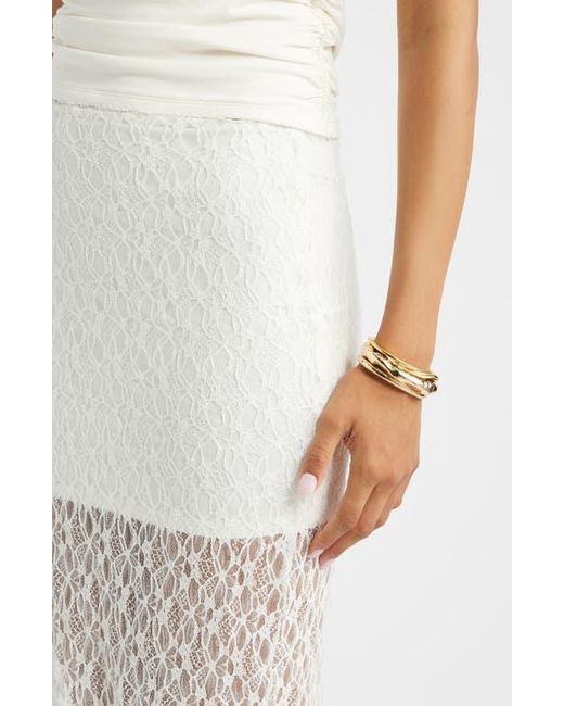 Open Edit White Lace Midi Skirt