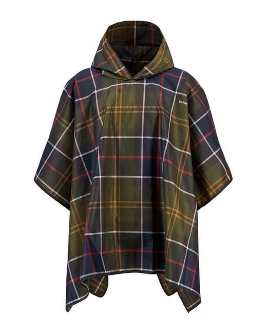 Barbour Black Tartan Showerproof Packable Poncho for men