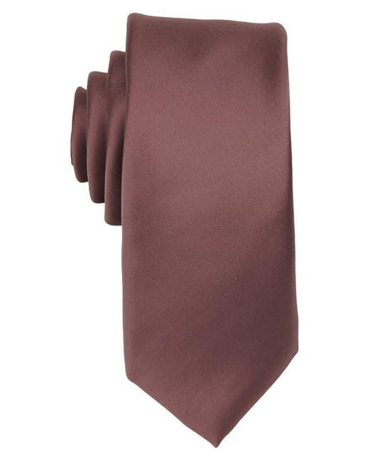 Brooklyn Brigade Purple Solid Satin X-Long Tie for men
