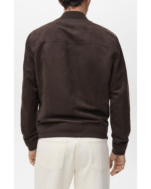 Mango Black Faux Suede Bomber Jacket for men