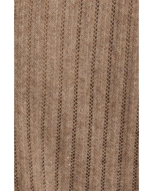 Donna Karan Brown Pointelle Cardigan