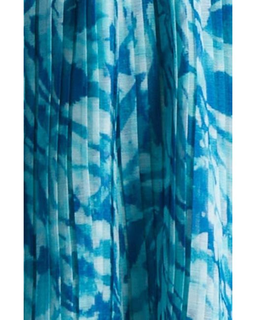 Ramy Brook Blue Felicia Plissé Flutter Sleeve Minidress