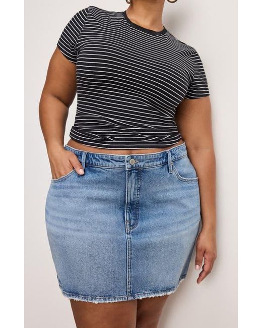 GOOD AMERICAN Blue '90S Raw Hem Denim Miniskirt