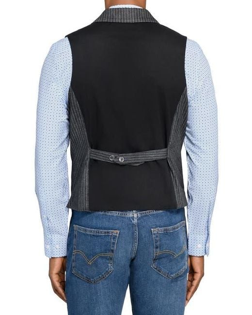 Con.struct Blue Solid Tailored Vest for men