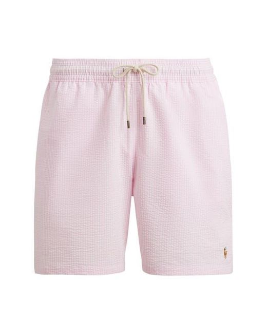 Polo Ralph Lauren Pink Traveler Seersucker Swim Trunks for men