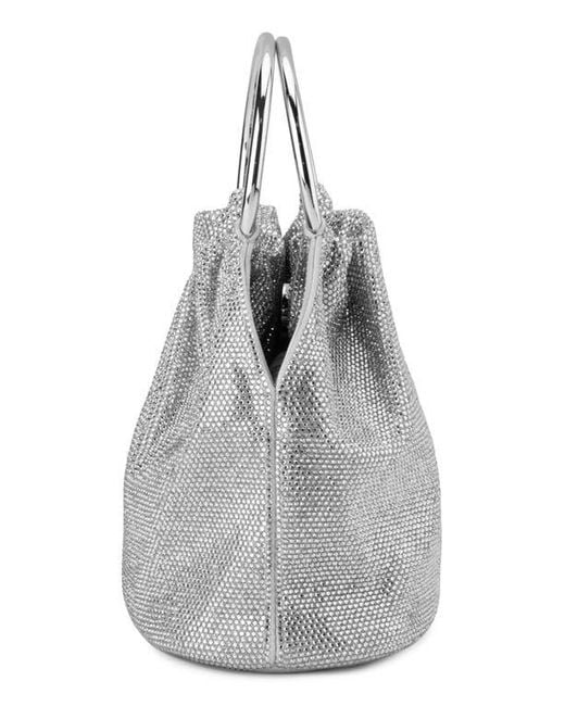Olga Berg Gray Mabel Crystal Top Handle Clutch