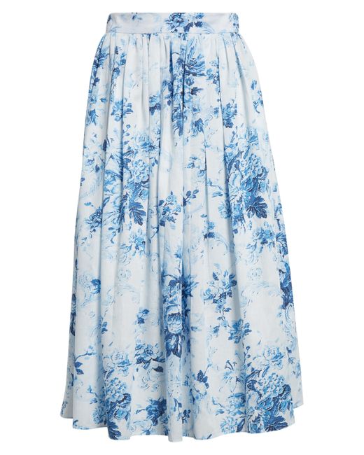 Erdem Blue Floral Print Full Midi Skirt