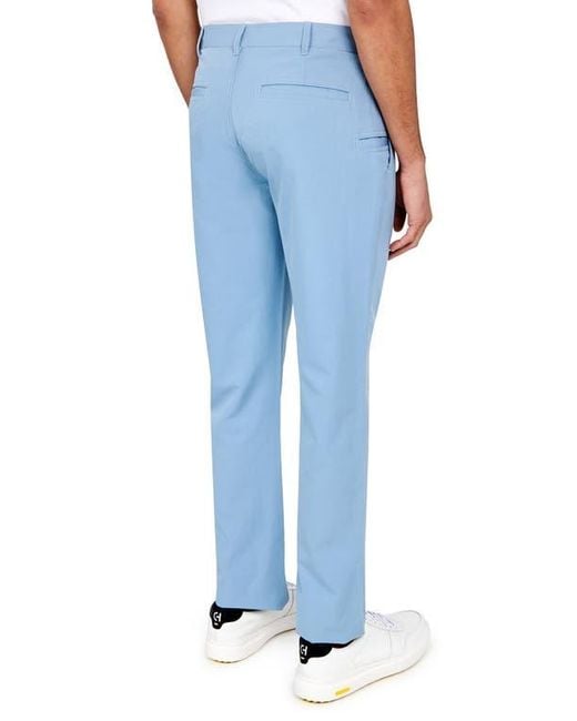 Con.struct Blue Regular Fit Solid Flat Front Recycled Performance Golf Pants for men