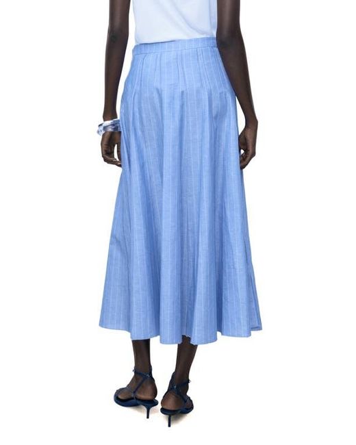 Mango Blue Stripe Cotton & Linen Skirt