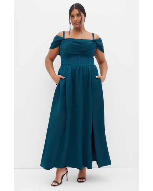 City Chic Blue Angel Love Corset Maxi Dress