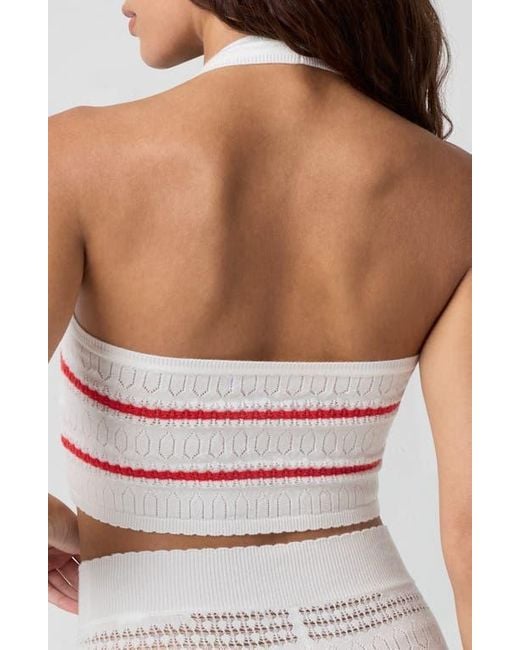 Florence By Mills Pink Pointelle Halter Crop Top