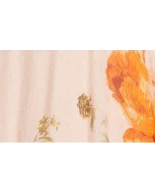 Erdem Multicolor Floral Print Cape Sleeve Silk Chiffon Gown
