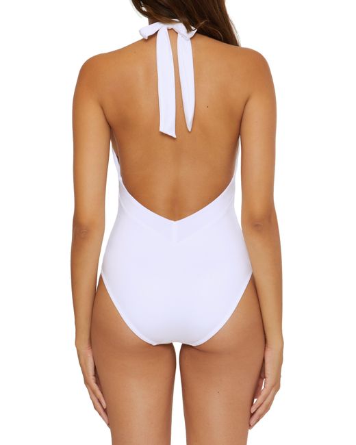 Trina Turk White Monaco Plunge One-piece Swimsuit