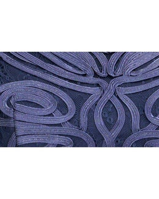 JS Collections Blue Keira Soutache Lace Bodice Gown