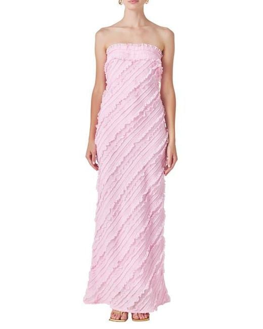 Endless Rose Ruffle Strapless Maxi Dress in Pink | Lyst