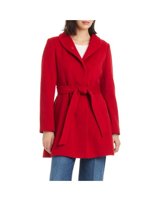 Kate Spade Red High Neck Belted Coat