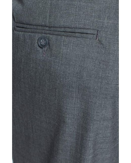 Berle Gray Self Sizer Waist Plain Weave Pleated Washable Trousers for men