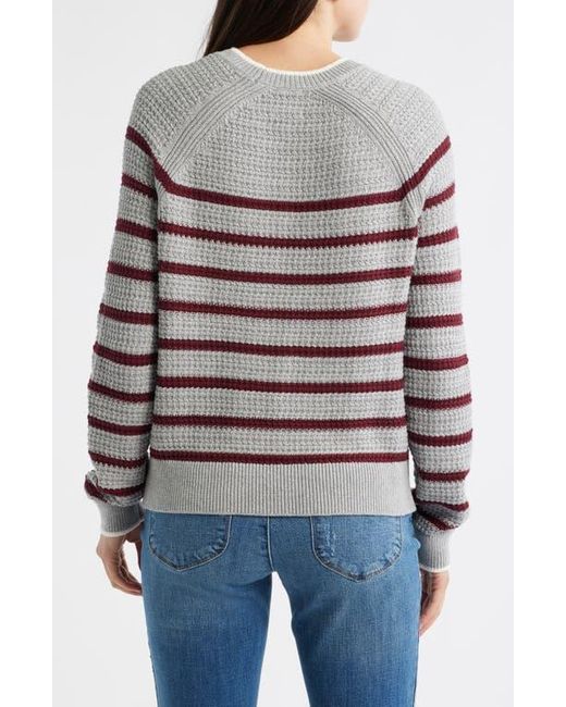 525 Gray Brooks Stripe Cotton Pullover Sweater