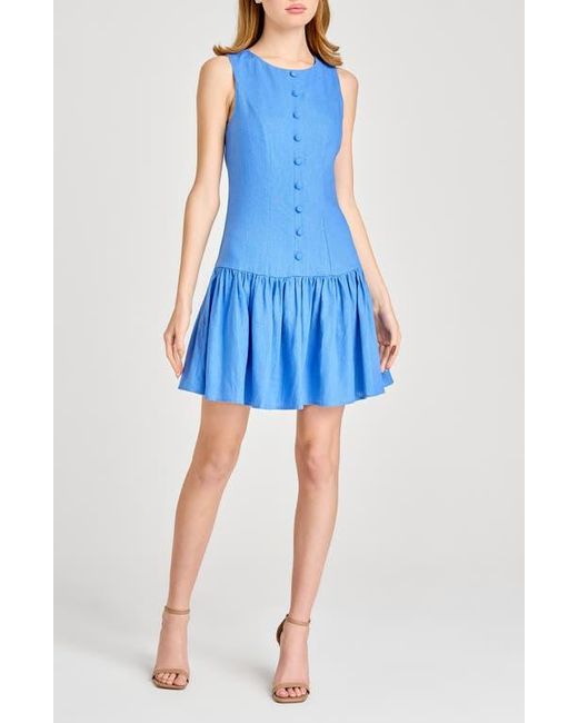 Wayf Blue Martini Linen Blend Minidress