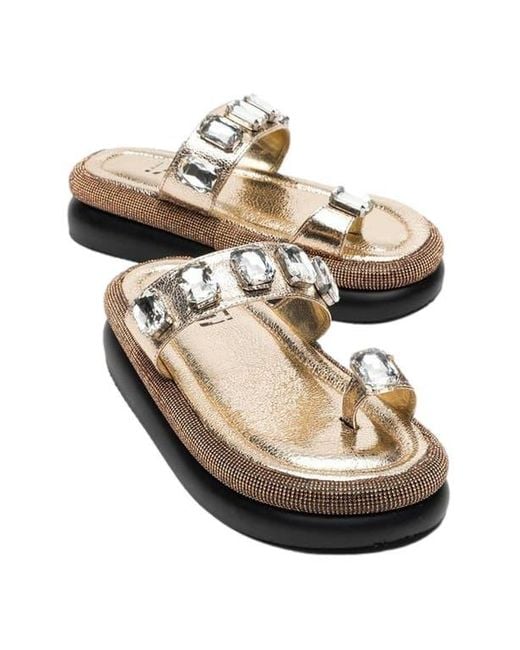 Prologue Shoes Metallic Evans Jeweled Platform Sandal