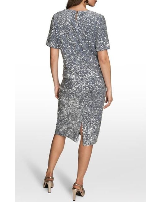 Donna Karan Gray Sequin Crewneck Top