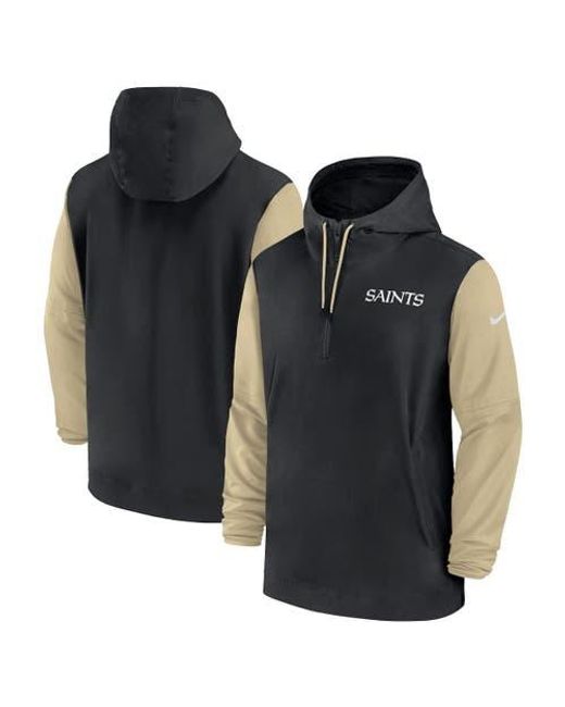 Nike Black New Orleans Saints 2024/25 Sideline Pre-Game Player 1/2-Zip Hoodie Jacket for men
