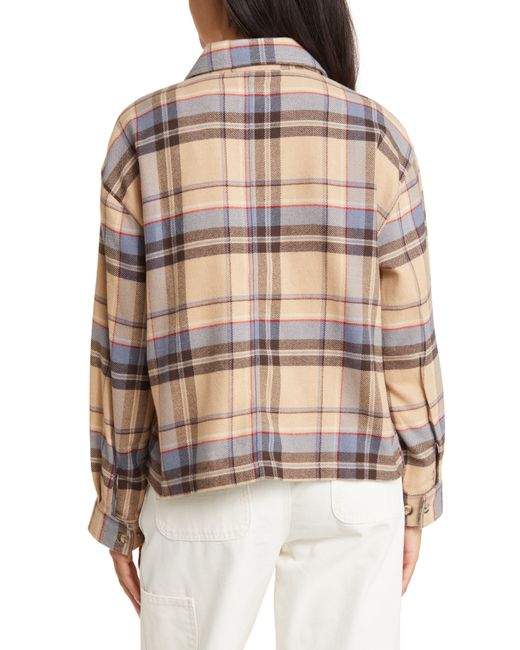 Brixton Bowery Plaid Flannel Shirt Jacket in White | Lyst