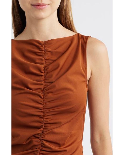 FRAME Brown Ruched Sleeveless Top