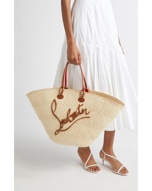 Christian Louboutin Women's Cabata Large Raffia Shoulder Bag White