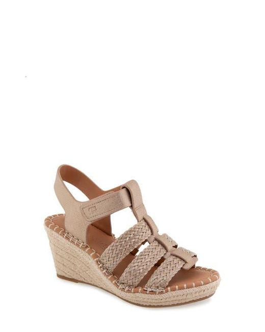 Gentle Souls Brown Caplin Slingback Espadrille Platform Wedge Sandal