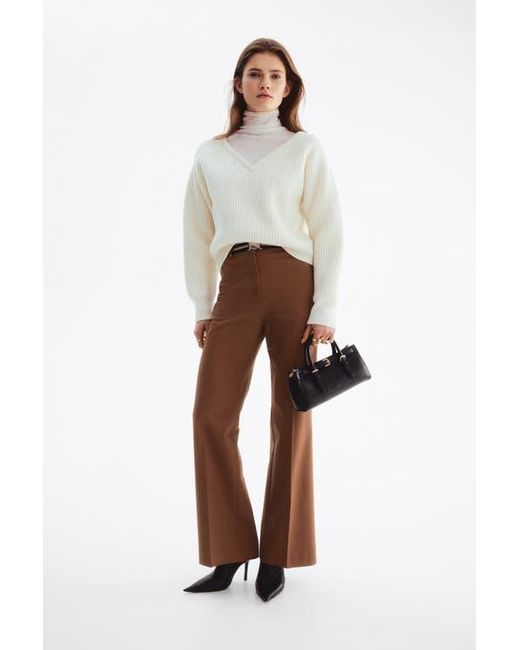 H&M Brown Belted Bootcut Pants