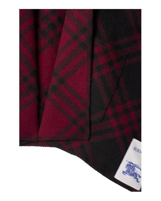 Burberry Red Reversible Check Wool Cape