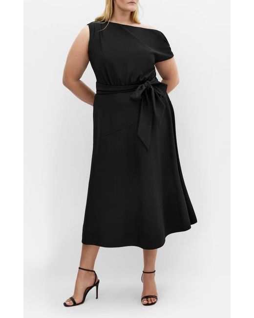 City Chic Women's Black Kate One-Shoulder Crepe Midi Dress