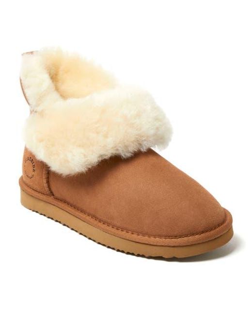 Dearfoams Brown Fireside Perth Genuine Shearling Foldover Boot