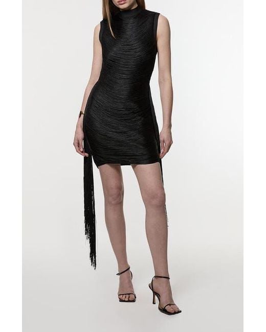 Karen Millen Black Knit Tassel Mini Dress